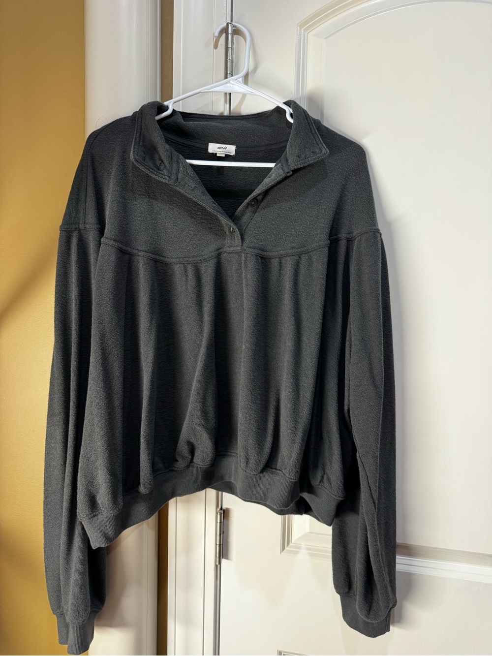 aerie Charcoal Snap-Neck Pullover